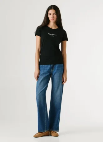 T-shirt slim fit con stampa logo