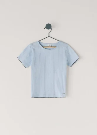 Top a girocollo in maglia pointelle