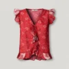 Top con scollo a V e stampa floreale