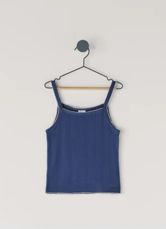 Top con spalline in maglia pointelle Top con spalline in maglia pointelle