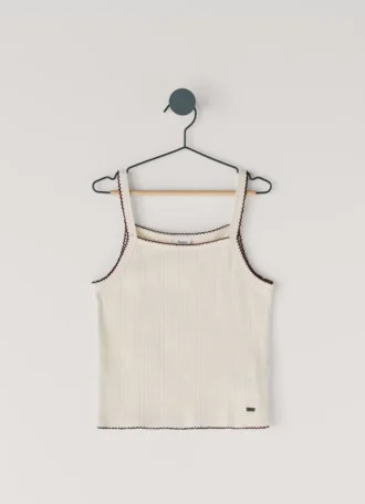 Top con spalline in maglia pointelle
