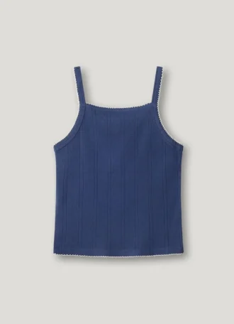 Top con spalline in maglia pointelle Top con spalline in maglia pointelle