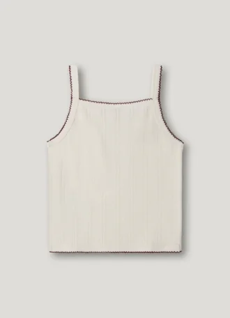 Top con spalline in maglia pointelle