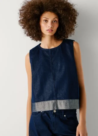 Top in denim dalla vestibilità squadrata