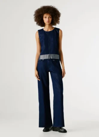 Top in denim dalla vestibilità squadrata