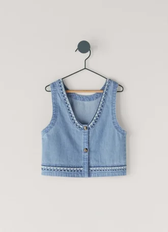 Top in denim senza maniche