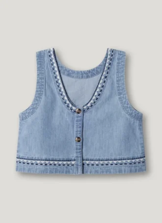 Top in denim senza maniche