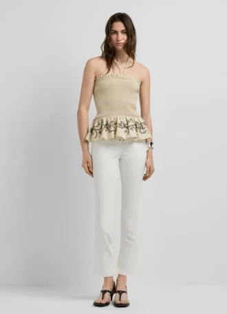 Top in lino con scollo all’americana