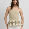 Top in lino con scollo all’americana Top in lino con scollo all’americana