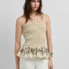 Top in lino con scollo all’americana Top in lino con scollo all’americana