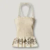 Top in lino con scollo all’americana Top in lino con scollo all’americana
